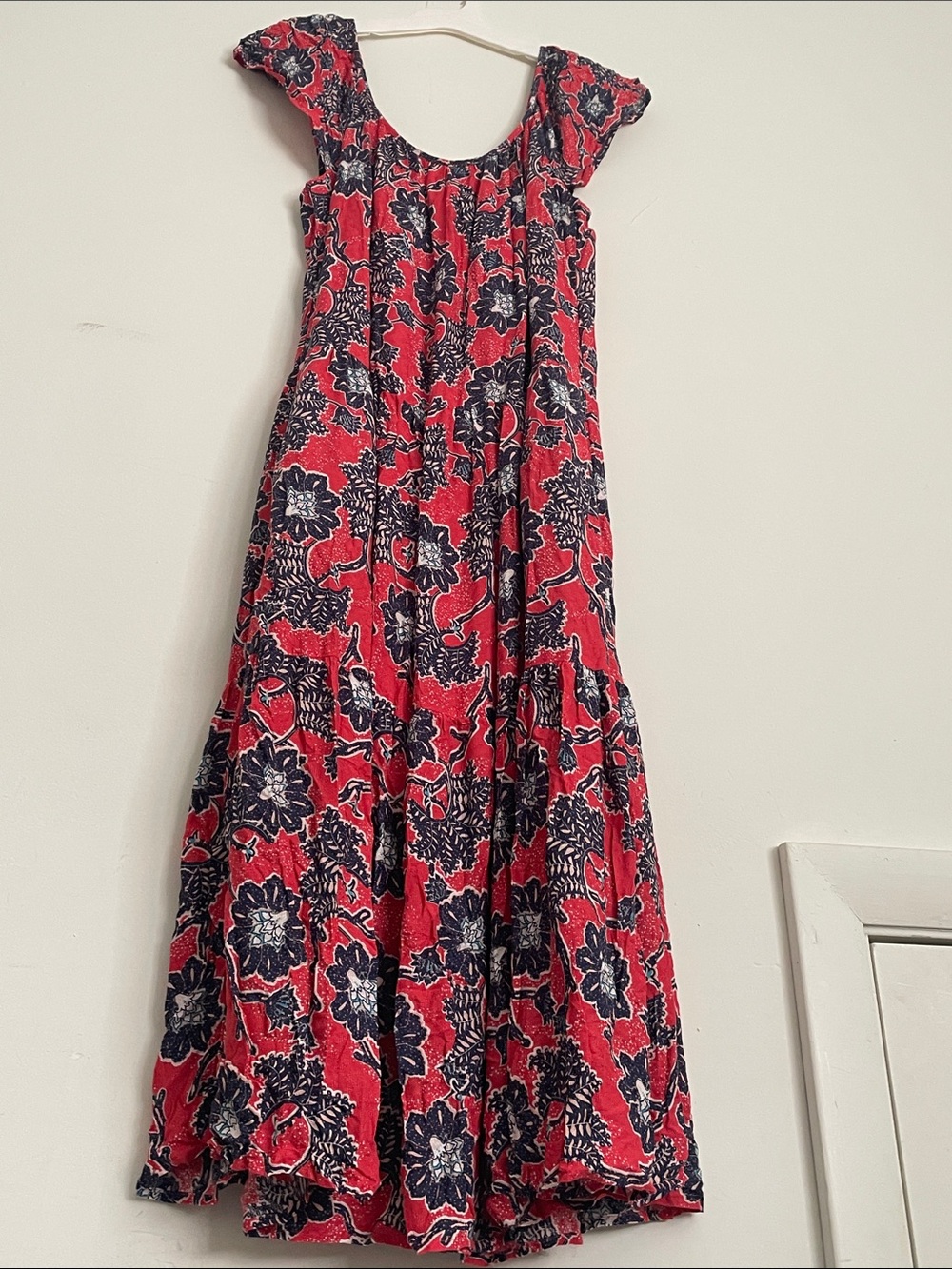 Knox Rose Red and Navy Floral Maxi Dress Size S NWOT